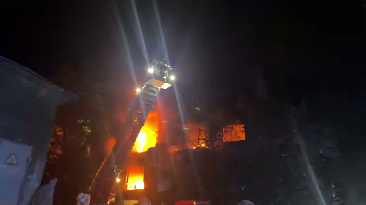 Big fire in residential house in Zaporizhzhia after drone strike