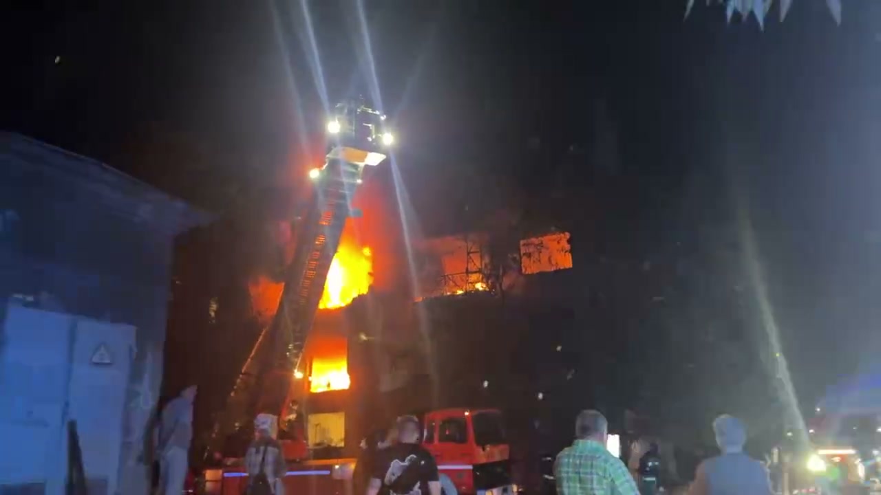 Big fire in residential house in Zaporizhzhia after drone strike
