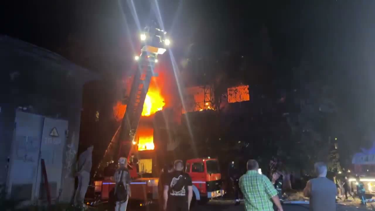 Big fire in residential house in Zaporizhzhia after drone strike