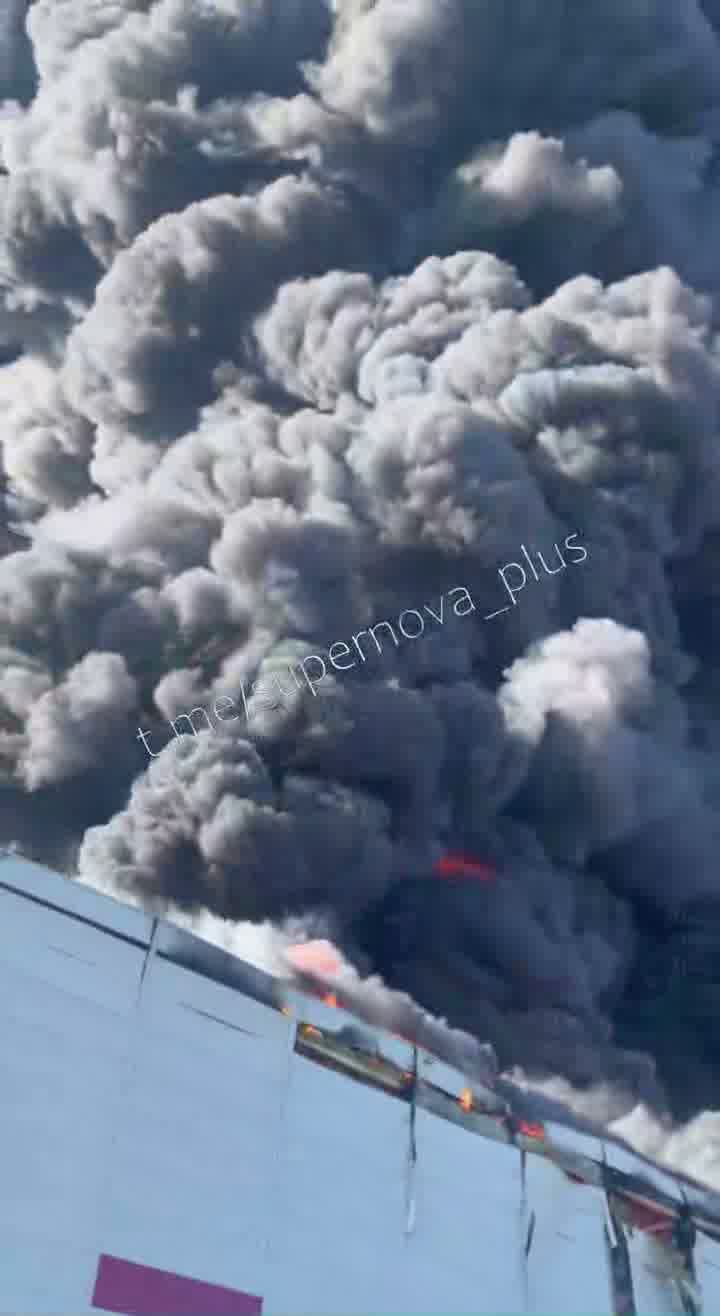 Large fire after drones strikes in Elektrostal,Moscow Oblast