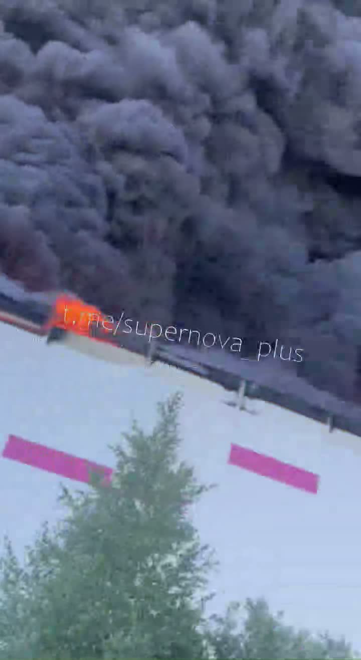 Large fire after drones strikes in Elektrostal,Moscow Oblast