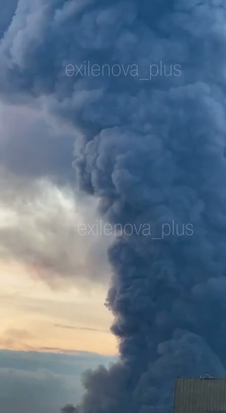 Fire as result of drone strike in St.Petersburg 