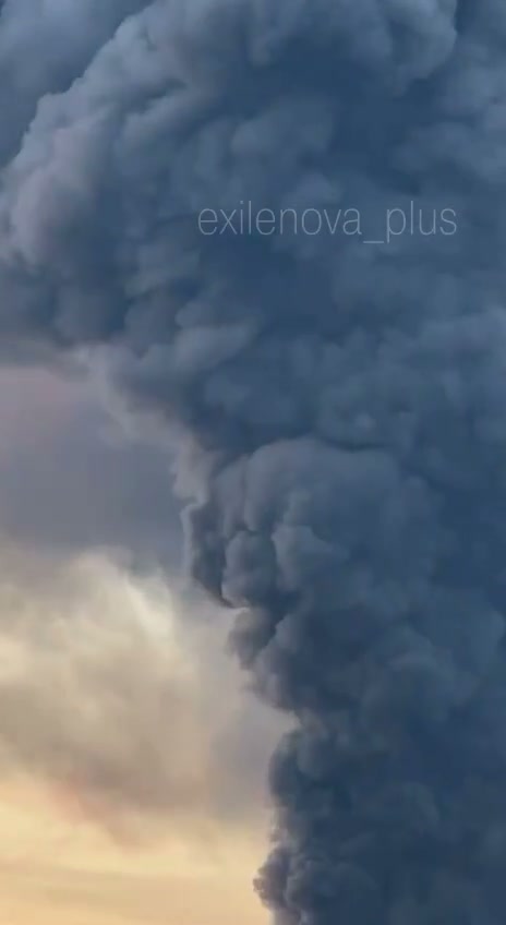 Fire as result of drone strike in St.Petersburg 