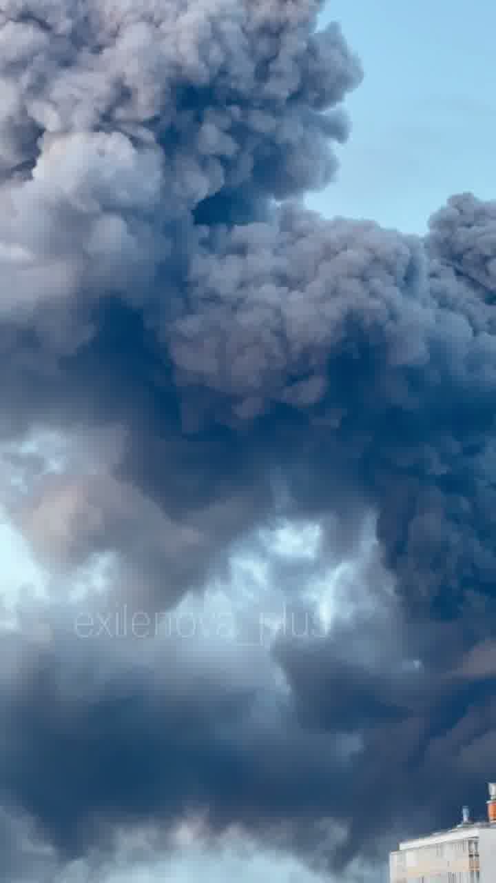 Fire as result of drone strike in St.Petersburg 