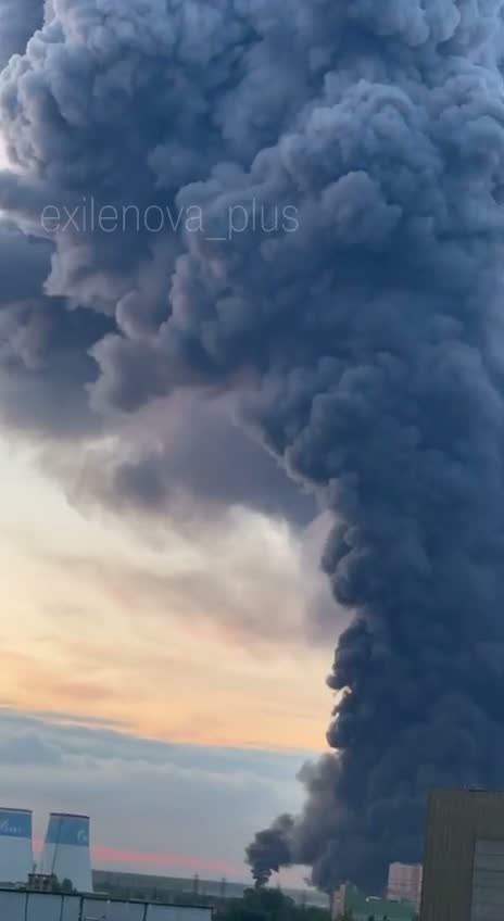 Fire as result of drone strike in St.Petersburg 