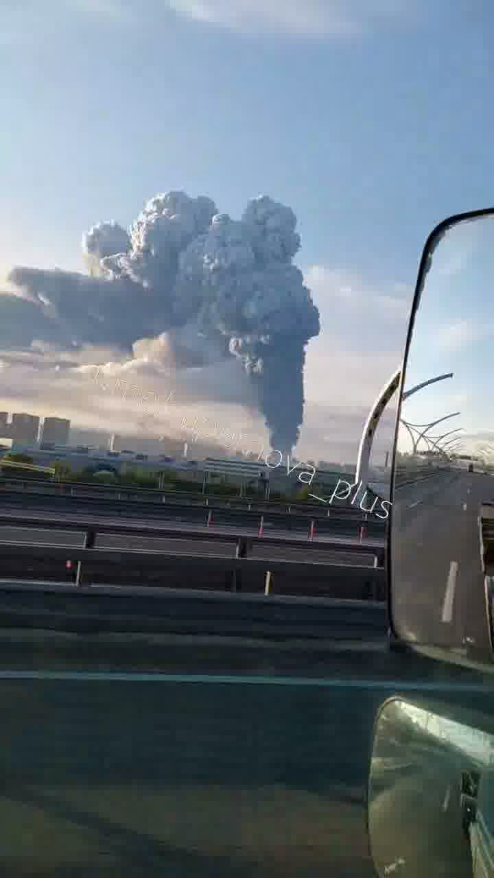 Smoke columns rising over St. Petersburg after drones strikes 