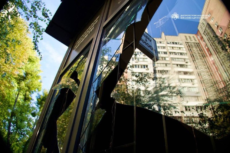 Damage in Dnipro city as result of drone strike this morning