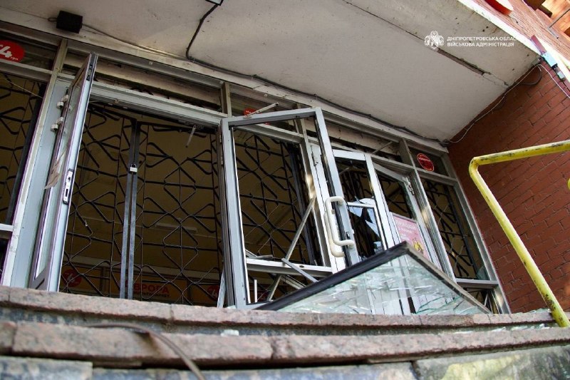 Damage in Dnipro city as result of drone strike this morning