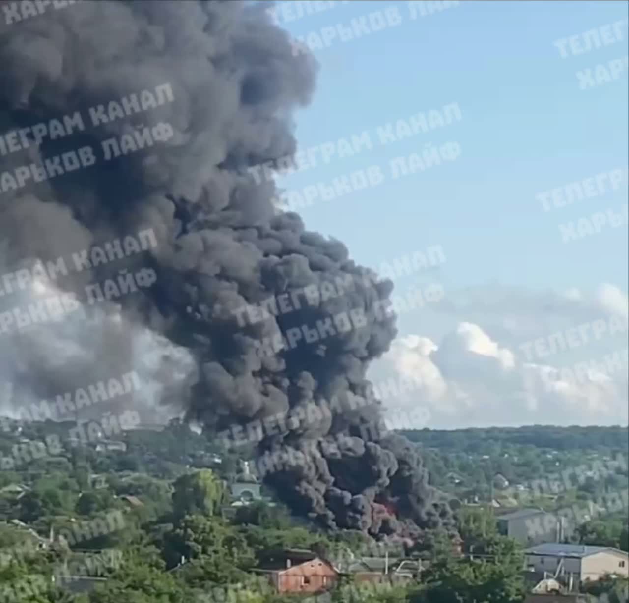 Big fire in Kharkiv after drone strike