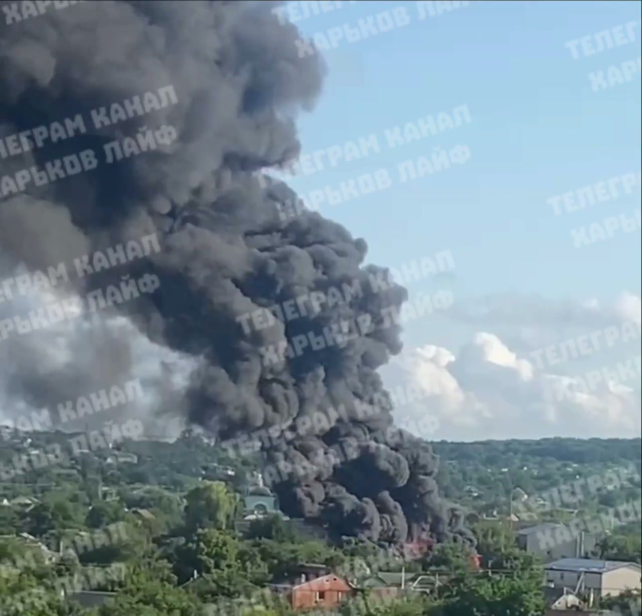 Big fire in Kharkiv after drone strike