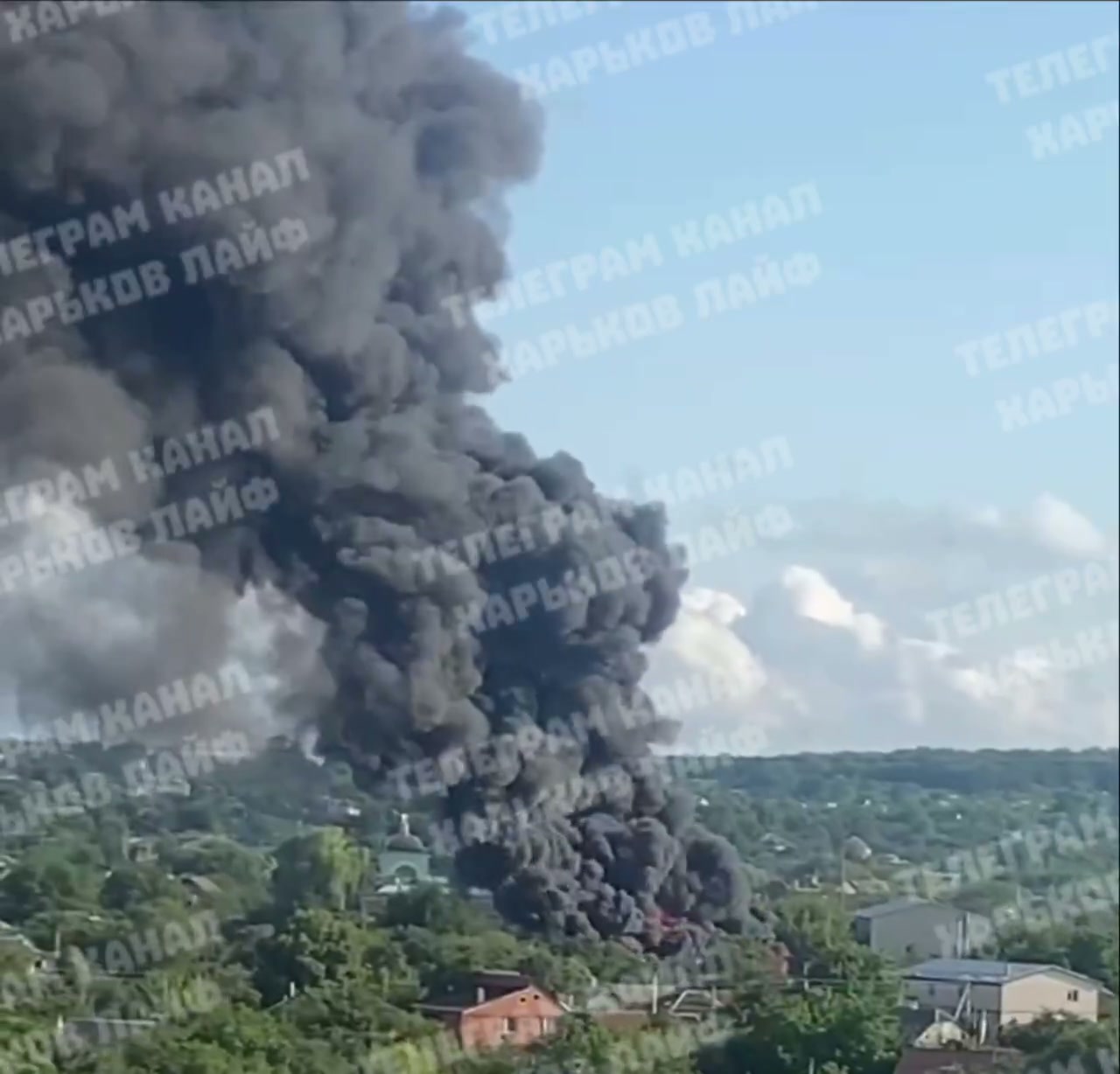 Big fire in Kharkiv after drone strike
