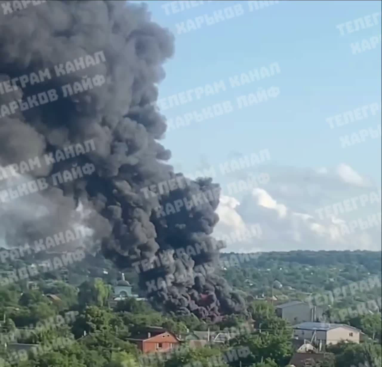 Big fire in Kharkiv after drone strike