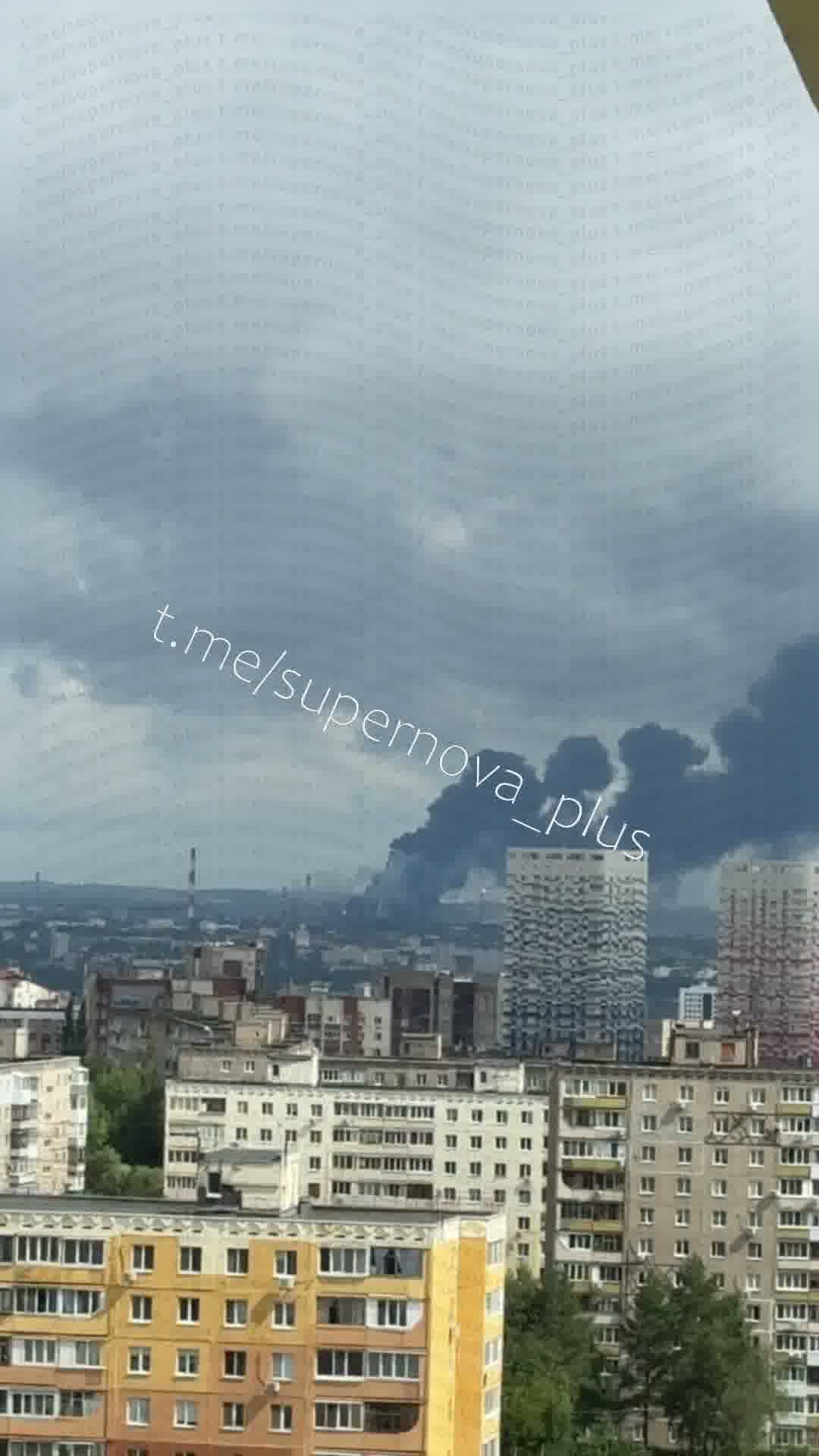 Oil refinery is reportedly on fire after drones strikes in Ufa