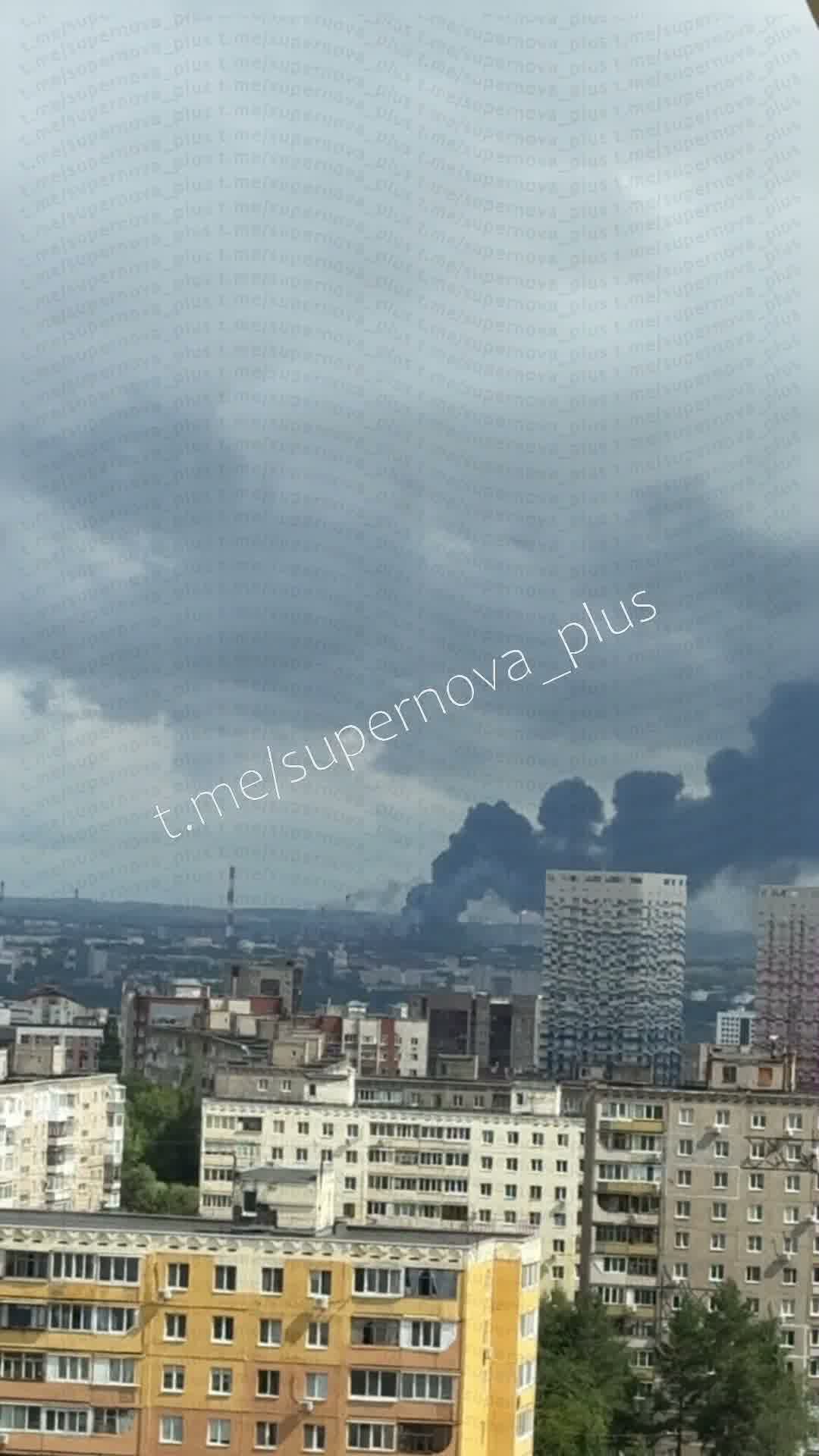 Oil refinery is reportedly on fire after drones strikes in Ufa