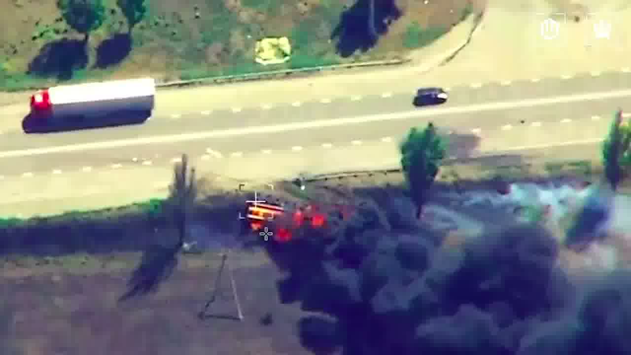 Video of Ukrainian drones strikes at the column of fuel trucks on the route to Crimea