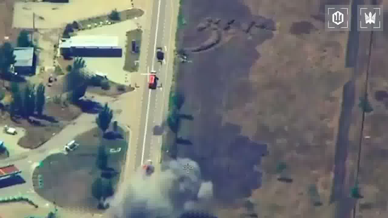 Video of Ukrainian drones strikes at the column of fuel trucks on the route to Crimea
