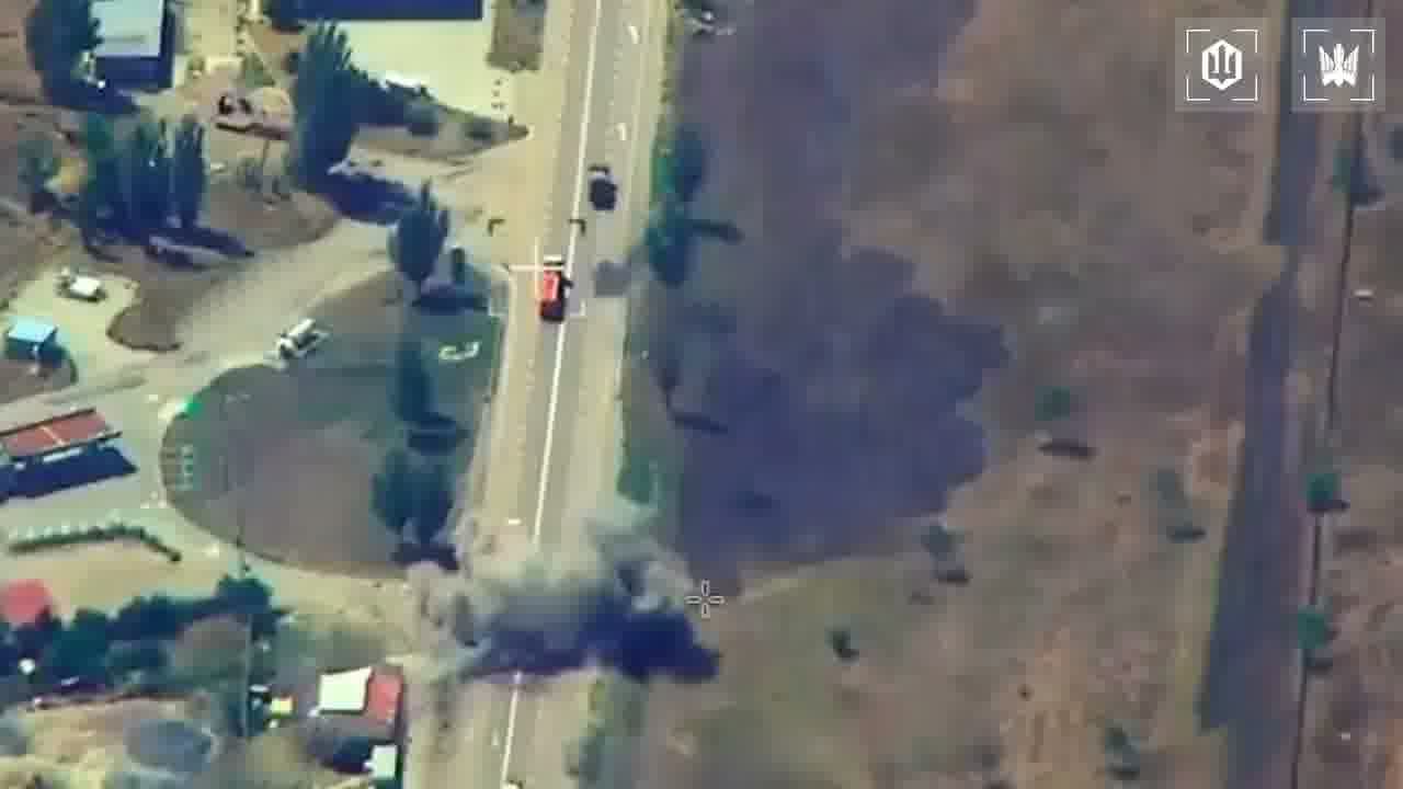 Video of Ukrainian drones strikes at the column of fuel trucks on the route to Crimea