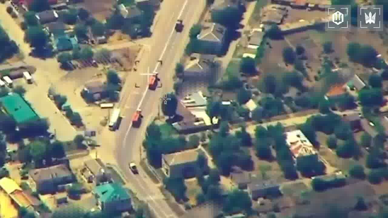 Video of Ukrainian drones strikes at the column of fuel trucks on the route to Crimea
