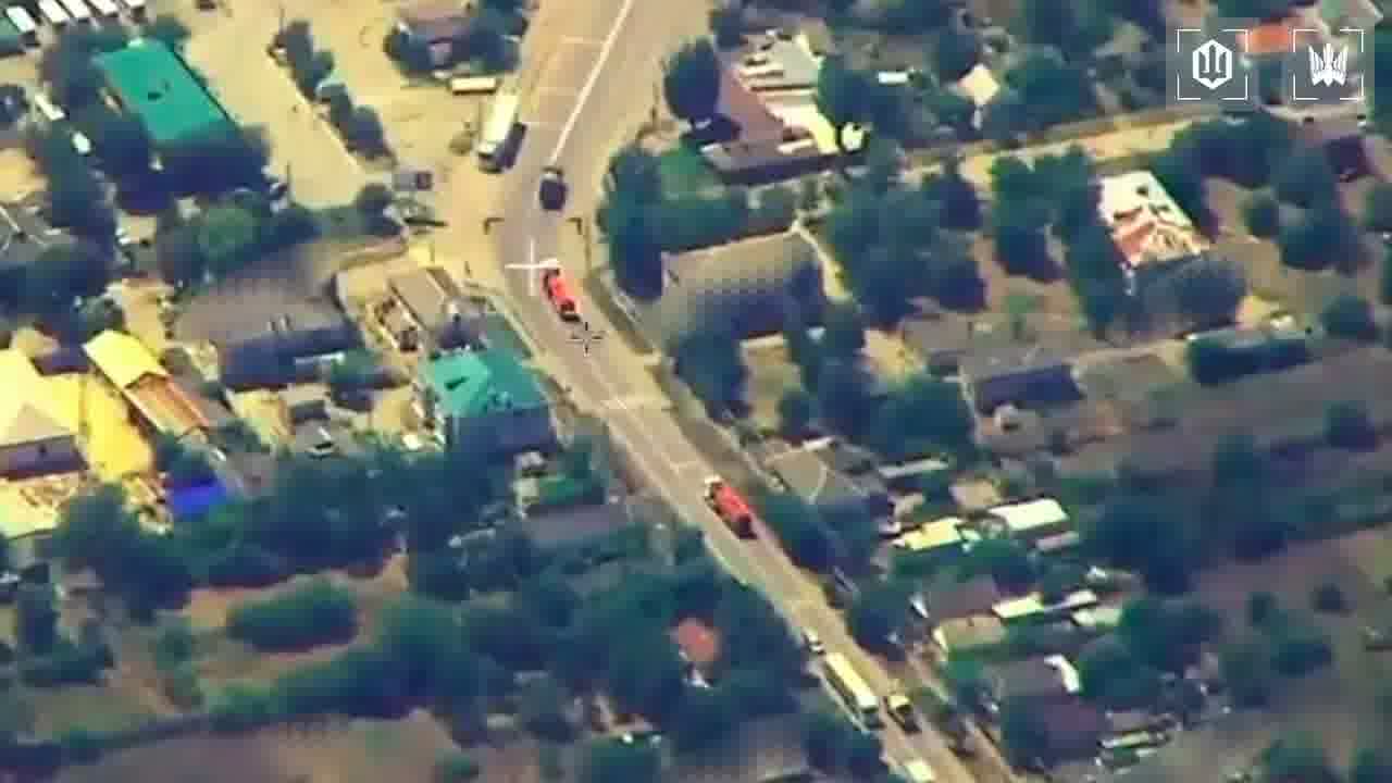 Video of Ukrainian drones strikes at the column of fuel trucks on the route to Crimea