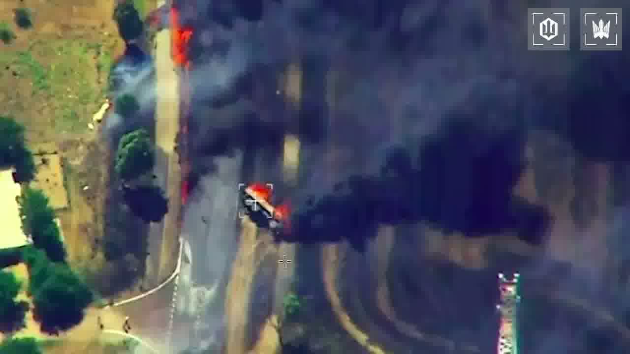 Video of Ukrainian drones strikes at the column of fuel trucks on the route to Crimea
