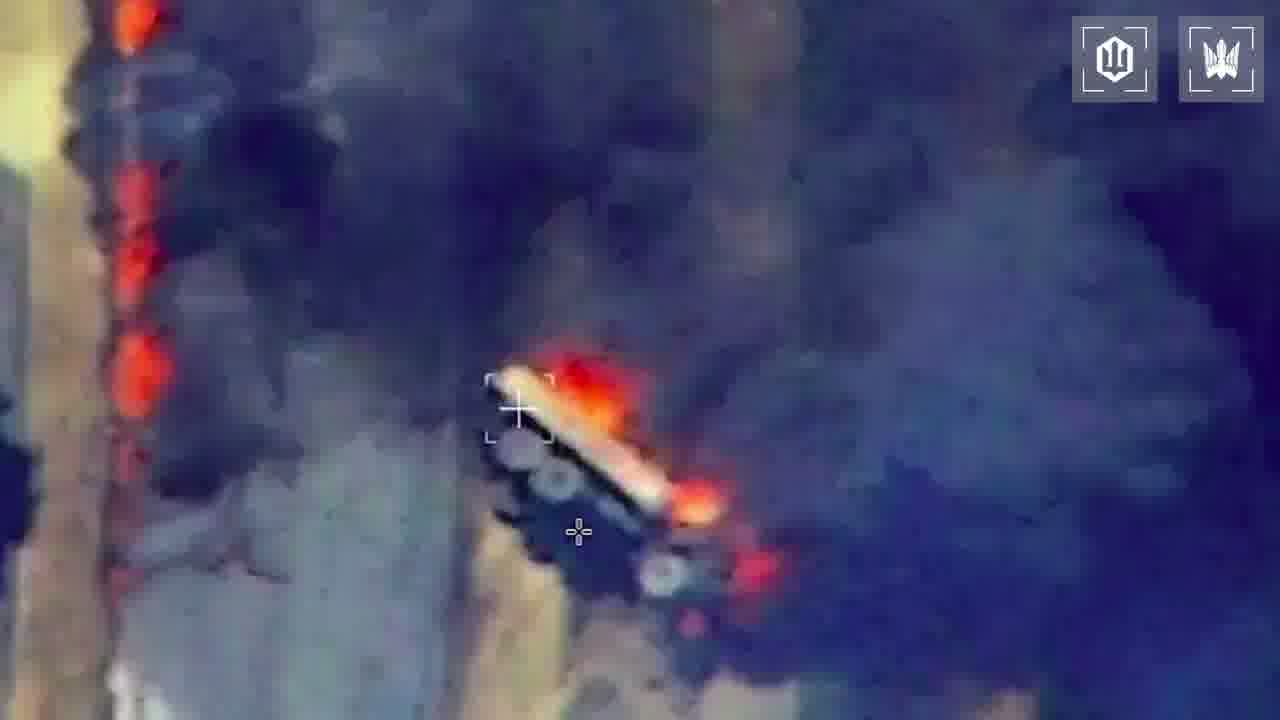 Video of Ukrainian drones strikes at the column of fuel trucks on the route to Crimea