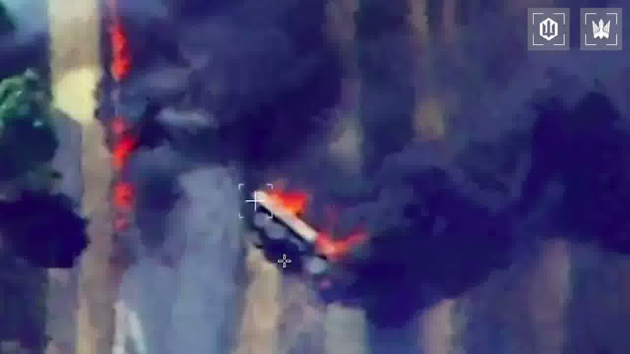 Video of Ukrainian drones strikes at the column of fuel trucks on the route to Crimea