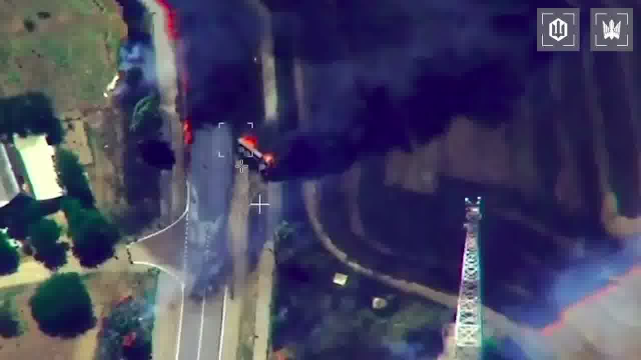 Video of Ukrainian drones strikes at the column of fuel trucks on the route to Crimea