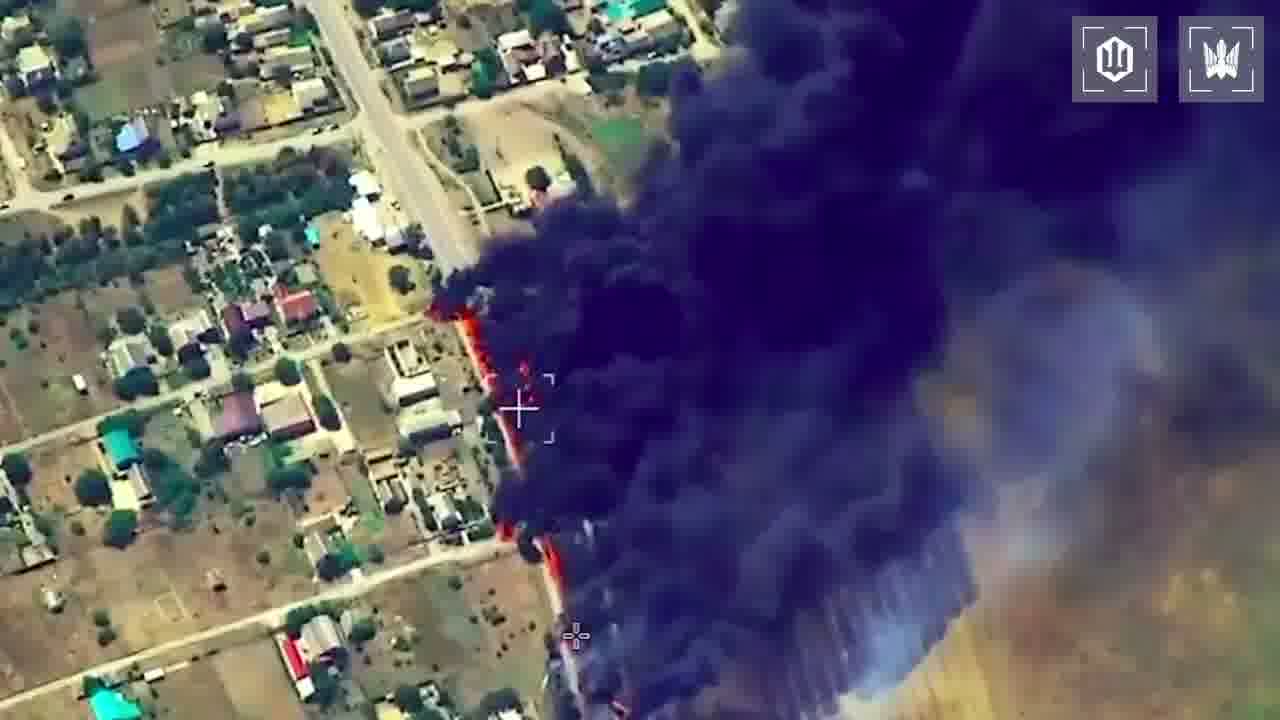 Video of Ukrainian drones strikes at the column of fuel trucks on the route to Crimea