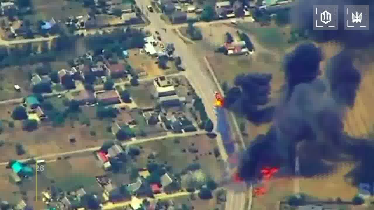 Video of Ukrainian drones strikes at the column of fuel trucks on the route to Crimea