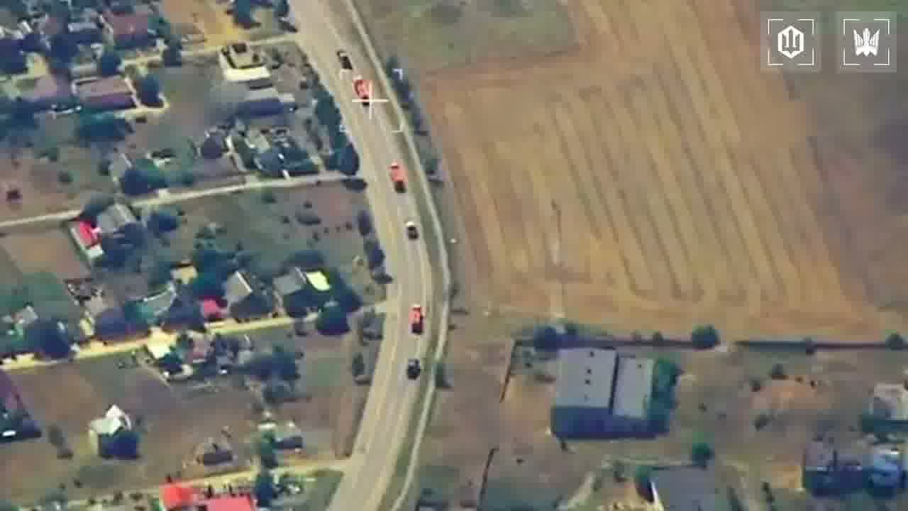 Video of Ukrainian drones strikes at the column of fuel trucks on the route to Crimea