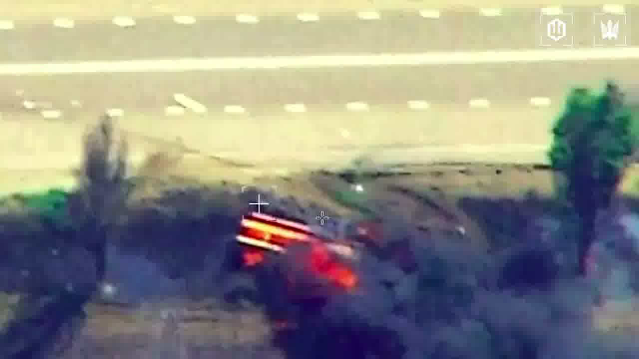 Video of Ukrainian drones strikes at the column of fuel trucks on the route to Crimea