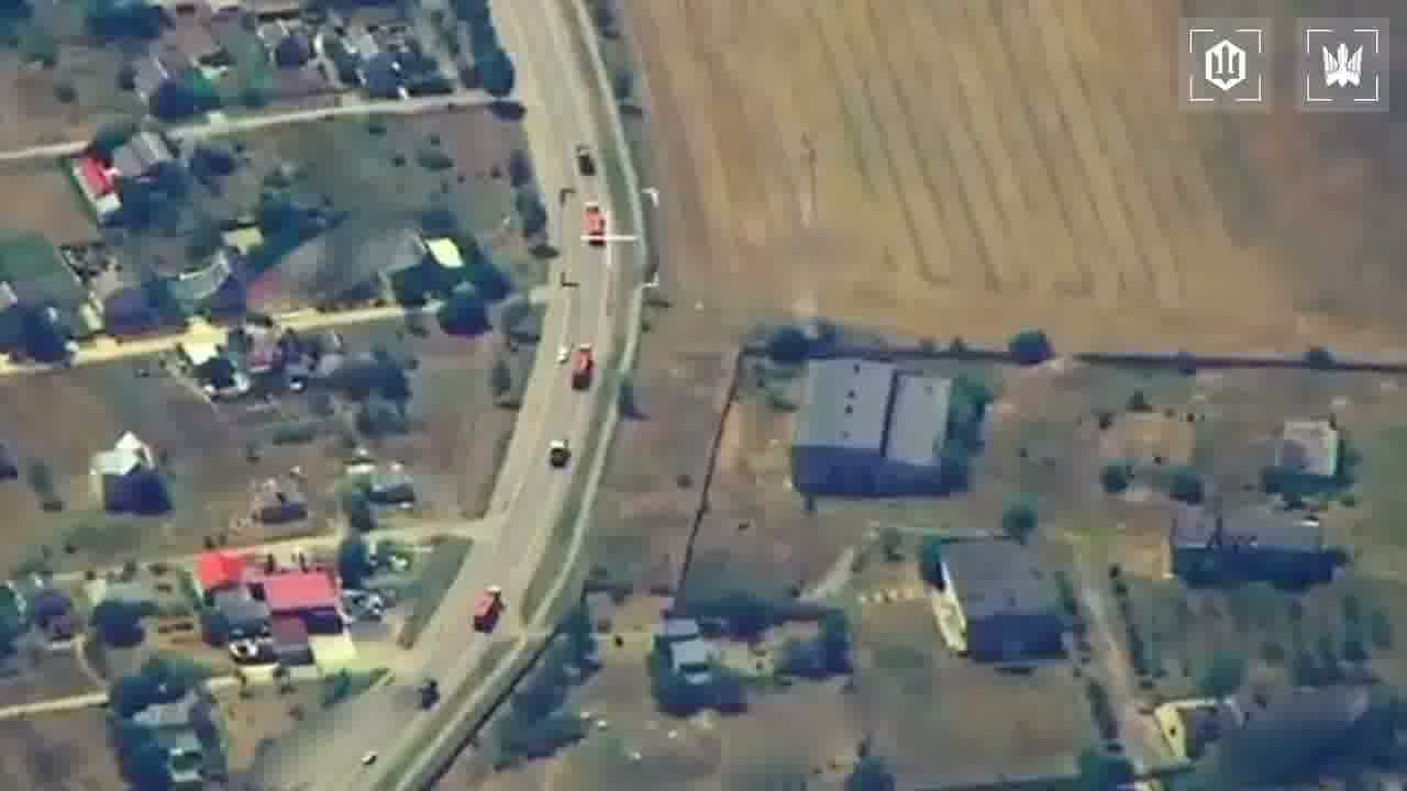 Video of Ukrainian drones strikes at the column of fuel trucks on the route to Crimea