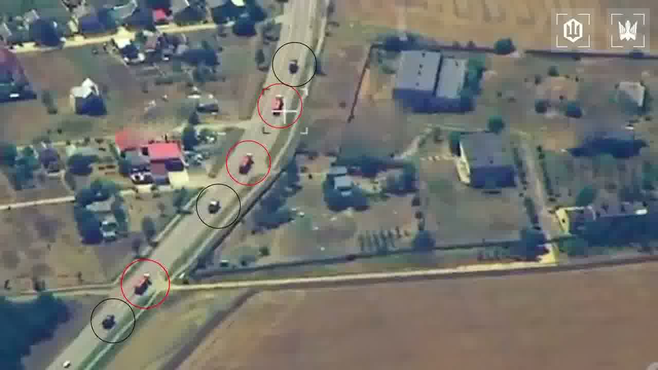 Video of Ukrainian drones strikes at the column of fuel trucks on the route to Crimea