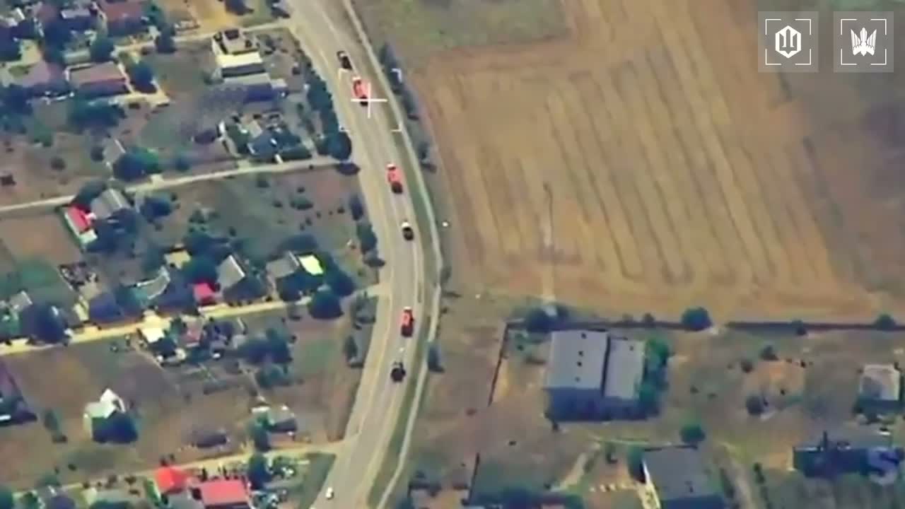 Video of Ukrainian drones strikes at the column of fuel trucks on the route to Crimea