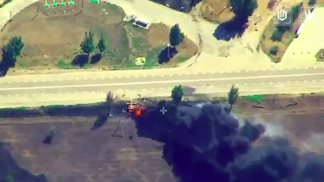 Video of Ukrainian drones strikes at the column of fuel trucks on the route to Crimea