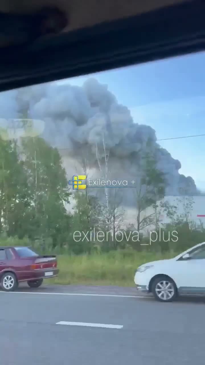 Warehouses on fire near Krasnyi Bor in Leningrad region