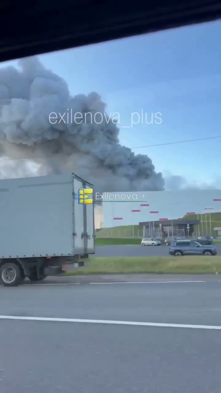 Warehouses on fire near Krasnyi Bor in Leningrad region