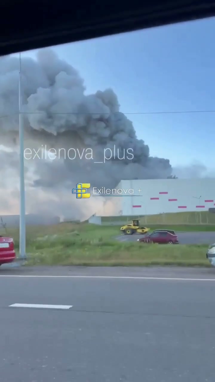 Warehouses on fire near Krasnyi Bor in Leningrad region