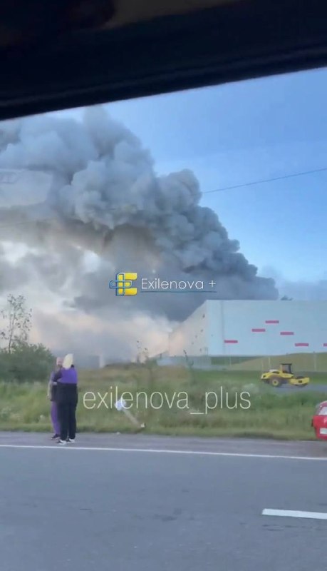 Warehouses on fire near Krasnyi Bor in Leningrad region