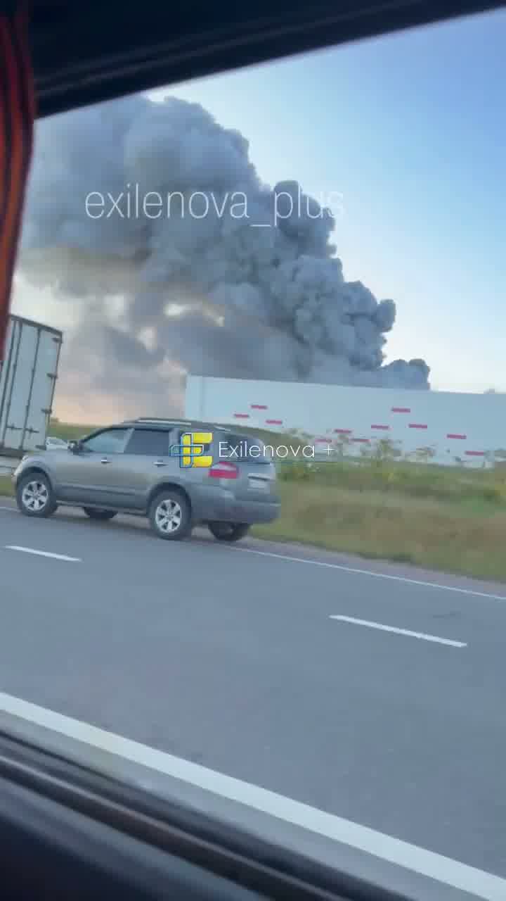 Warehouses on fire near Krasnyi Bor in Leningrad region