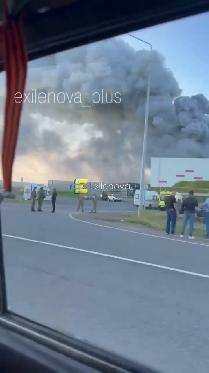 Warehouses on fire near Krasnyi Bor in Leningrad region