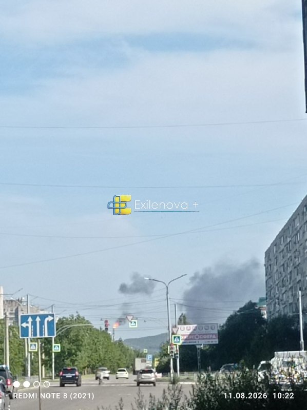 Fire at the oil refinery in Komsomolsk-on-Amur, Khabarovskiy kray