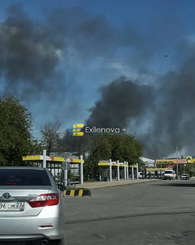 Fire at the oil refinery in Komsomolsk-on-Amur, Khabarovskiy kray