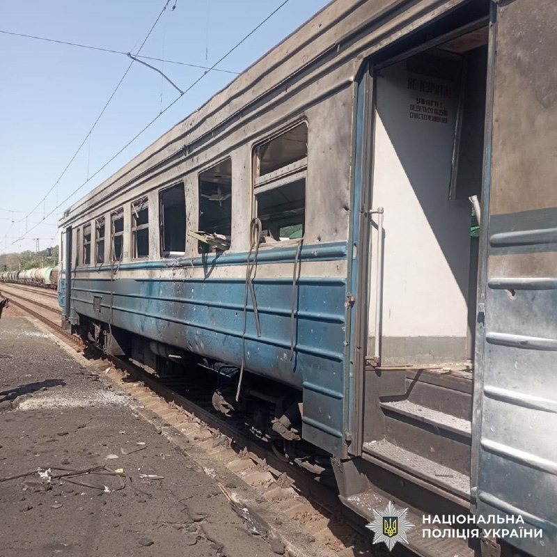Passenger train damaged as result of Russian strikes in Kharkiv region