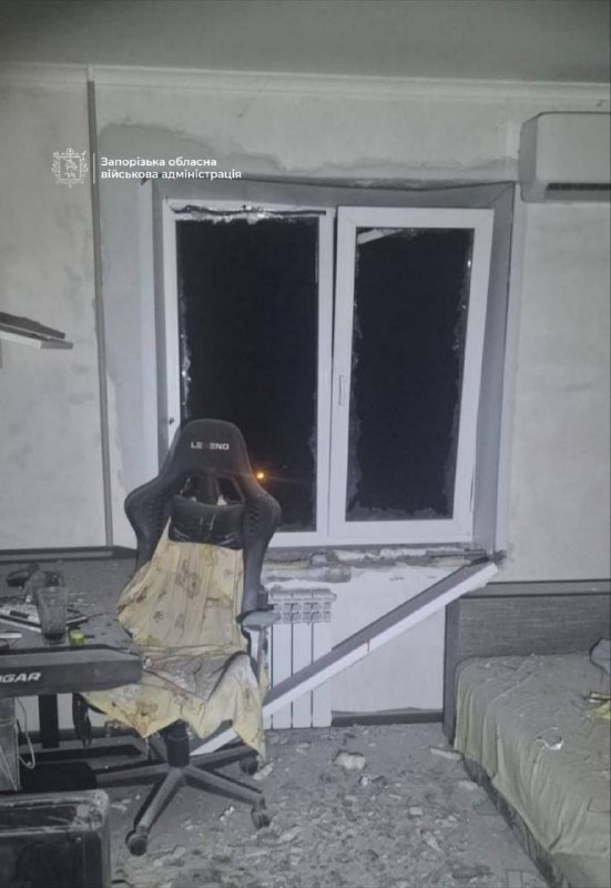 2 people wounded as result of drone strike at the residential apartments block in Zaporizhzhia