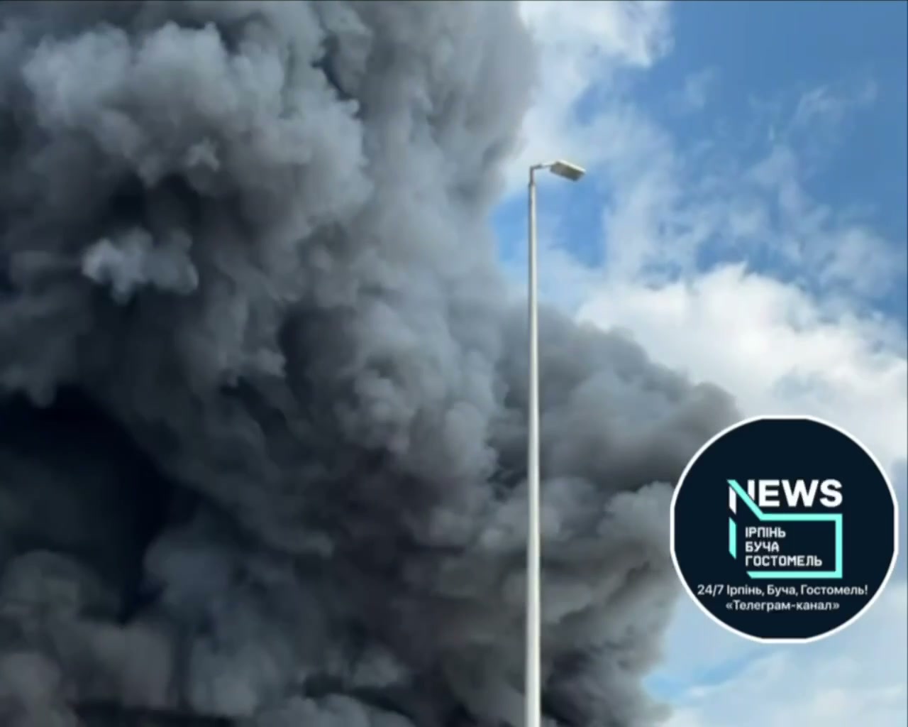 Big fire after drone strike near Stoianka, Kyiv region