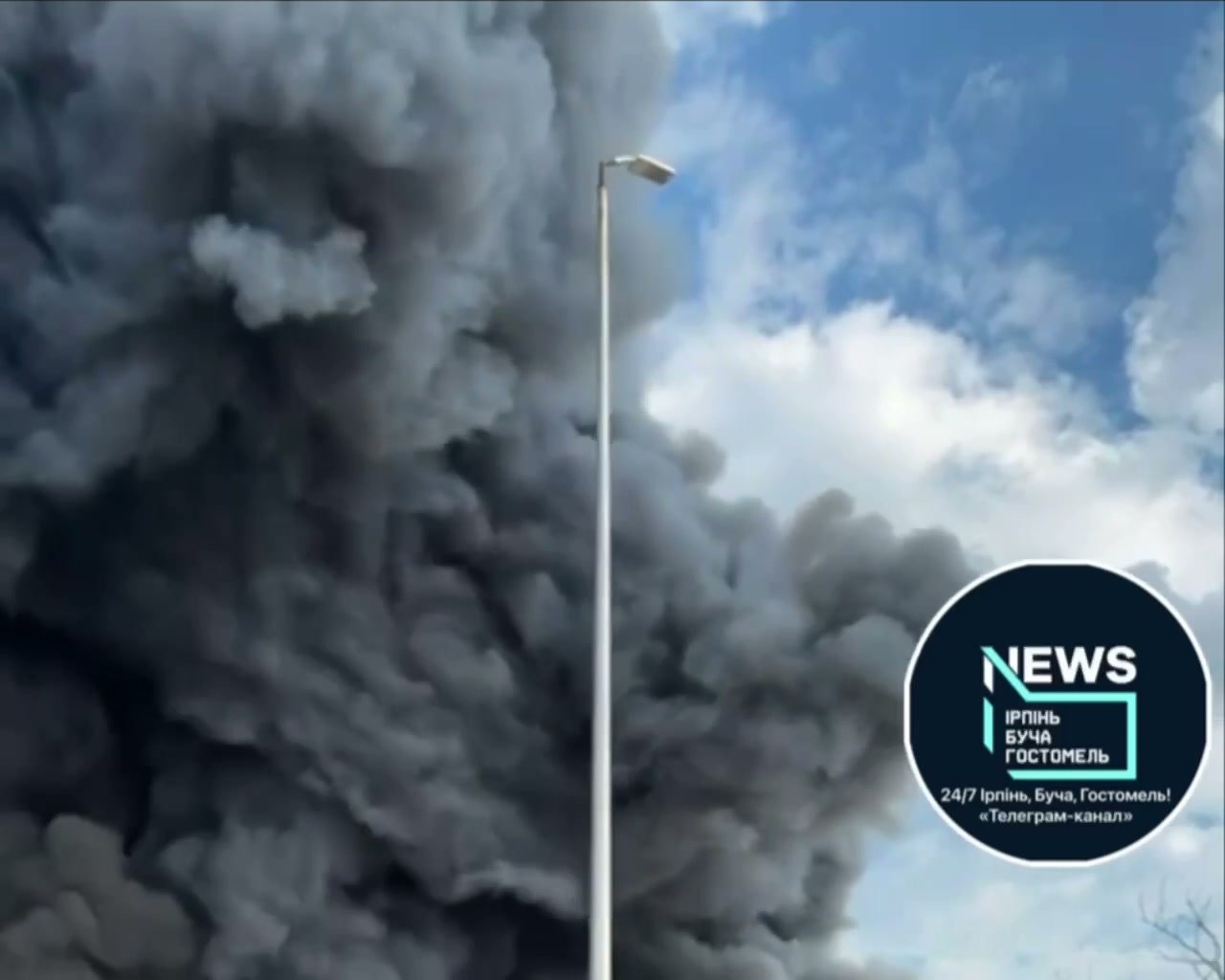 Big fire after drone strike near Stoianka, Kyiv region
