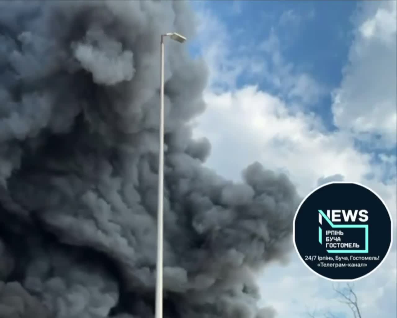 Big fire after drone strike near Stoianka, Kyiv region