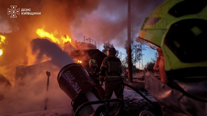 A fire broke out at a critical infrastructure facility in the Fastiv district as a result of a Russian strike