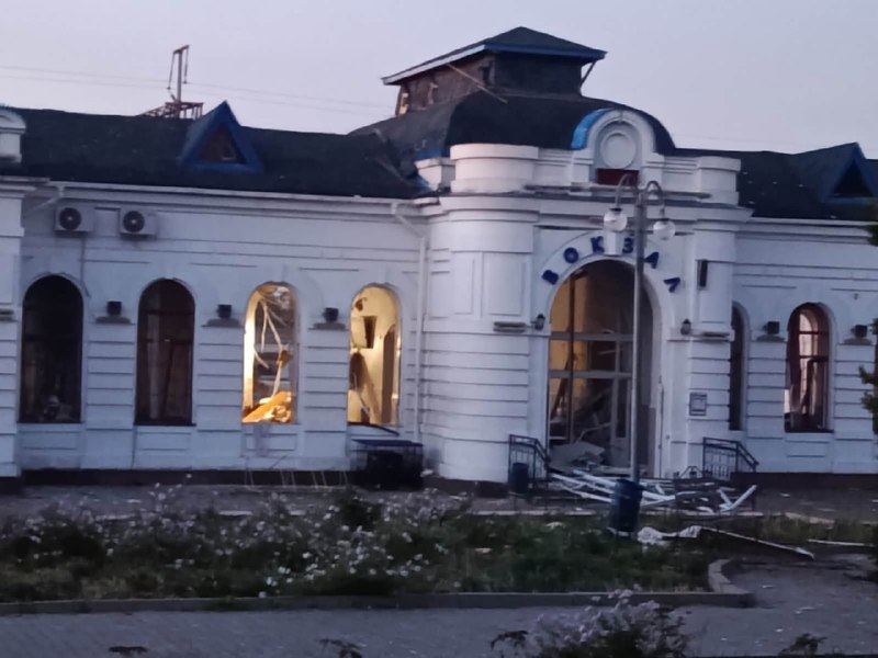 Railway station in Berestyn of Kharkiv region was damaged as result of drone strike